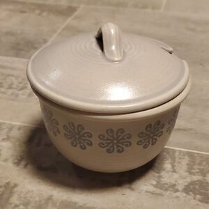 EUC Small Pottery Stamped Design Sugar Dish